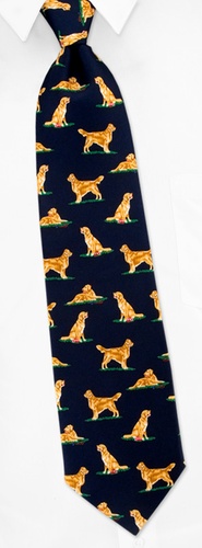 Golden Retriever Tie by Alynn Dog Ties -  Navy blue Silk