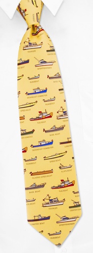 Name that Powerboat Tie by Eric Holch for Alynn Neckwear - Yellow Silk Name that Powerboat Tie by Eric Holch for Alynn Neckwear - Yellow Silk
