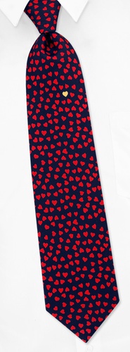 Heart of Gold Tie by Alynn Novelty -  Navy blue Silk