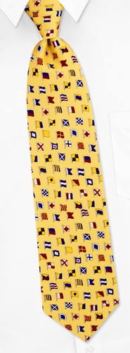 A-Z International Flags Tie by Alynn Novelty -  Yellow Silk