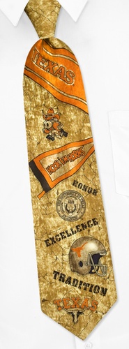 Texas Tradition Tie by NCAA -  Tan/taupe Silk