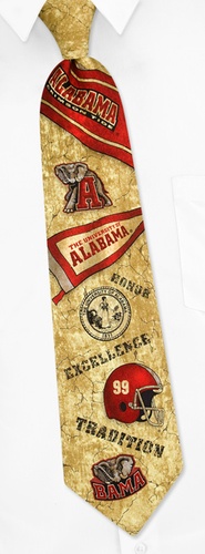 Alabama Tradition Tie by NCAA -  Tan/taupe Silk