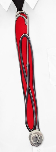 Doctors Stethoscope Shaped Tie by Why-Knot -  Red Silk
