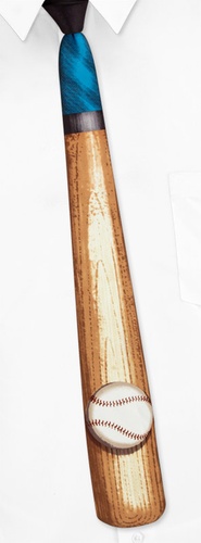 Baseball Bat Shaped Tie by Why-Knot -  Black Silk