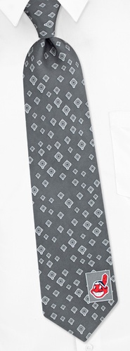 MLB Cleveland Indians Diamonds Tie by MLB - Silver Silk MLB Cleveland Indians Diamonds Tie by MLB - Silver Silk