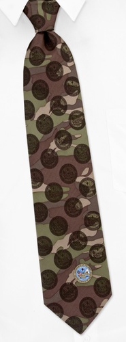 Army Crest Repeat Jungle Camo Tie by Wild Ties -  Multicolor Silk