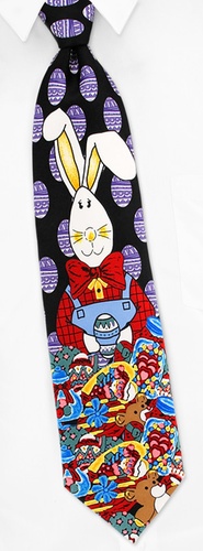 Easter Bunny Tie by Wild Ties - Black Silk