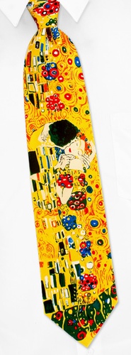 The Kiss - Gustav Klimt Tie by Wild Ties -  Yellow Silk