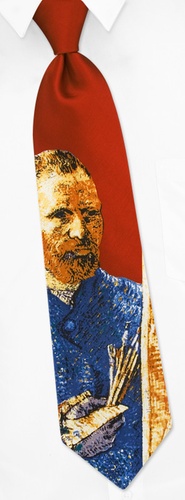 Van Gogh Self Portrait Tie by Wild Ties -  Red Silk