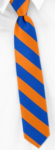 Blue and Orange Stripe Boys Tie by Elite -  Orange Silk