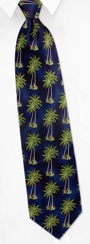 Tropical Palms Tie by Wild Ties -  Navy blue Silk