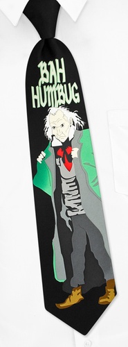 Bah Humbug Tie by WT Accessories - Black Microfiber