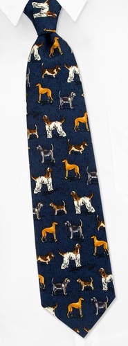 Dog Breeds Tie by Fun Ties -  Navy blue Microfiber