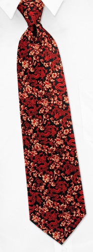 Chinese Dragon Floral Tie by Museum Artifacts -  Black Silk