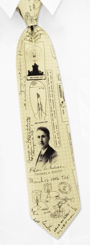 Thomas Edison Tie by Museum Artifacts - Cream Silk Thomas Edison Tie by Museum Artifacts - Cream Silk