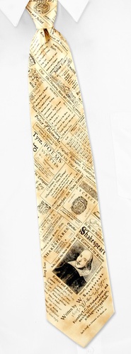 William Shakespeare Tie by Museum Artifacts -  Tan/taupe Silk