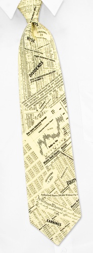 Wall Street - Stock Page Tie by Museum Artifacts -  Cream Silk