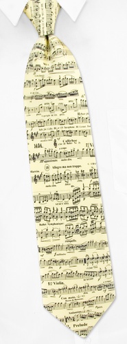 Violin Classic Sheet Music Tie by Museum Artifacts -  Cream Silk