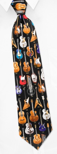 Classic Guitars Tie by Museum Artifacts -  Black Silk