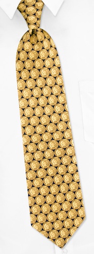 Indian Head Penny Tie by Museum Artifacts -  Navy blue Silk