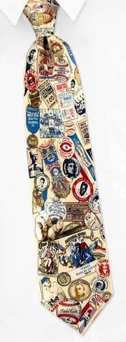 Baseball Memorabilia Tie by Museum Artifacts -  Cream Silk