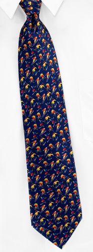 Skiing Tie by Museum Artifacts - Navy blue Silk