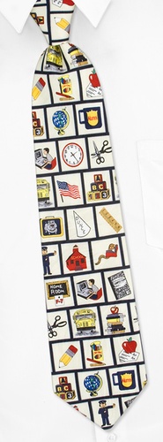 Teacher Theme Tie by Museum Artifacts -  Cream Silk