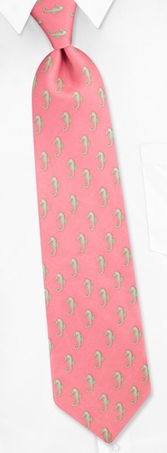 Seahorses Tie by Alynn Novelty - Pink Silk Seahorses Tie by Alynn Novelty - Pink Silk