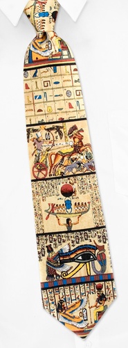 Egyptian Wall Art Wings Tie by Museum Artifacts - Cream Silk Egyptian Wall Art Wings Tie by Museum Artifacts - Cream Silk
