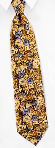 Cat Faces Tie by Museum Artifacts - Multicolor Silk