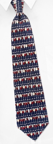 Wine Glasses Horizontal Tie by Museum Artifacts -  Navy blue Silk
