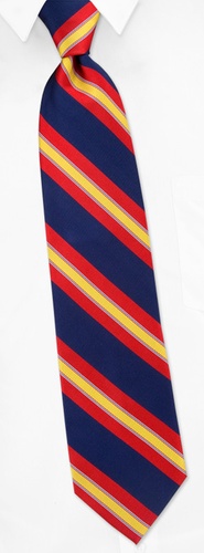 Navy and Red Repp Stripe Extra Long Tie by Brent Morgan -  Navy blue Silk