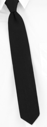 Black Poly Knit Knit Tie by Umo Lorenzo -  Black Polyester
