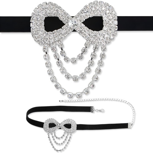 Crystal Bowtie Choker Ladies Bowtie by Rabella - Clear Rhinestone Crystal Bowtie Choker Ladies Bowtie by Rabella - Clear Rhinestone