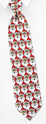 Santa Claus Heads Tie by Wild Ties -  Red Silk