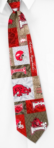 Arkansas Collage Tie by NCAA - Gray Silk Arkansas Collage Tie by NCAA - Gray Silk