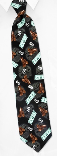 Money Management Tie by Parquet Novelties -  Black Polyester