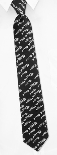 Fish Bone Skinny Tie by The American Necktie Co -  Black Microfiber