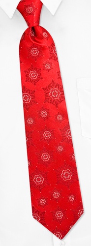 Snowflakes Tie by Holiday Traditions - Red Silk
