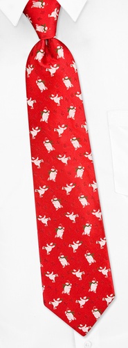 Polar Bear Tie by Holiday Traditions -  Red Silk