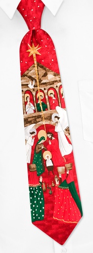 Three Kings with Angels Tie by Holiday Traditions - Red Silk