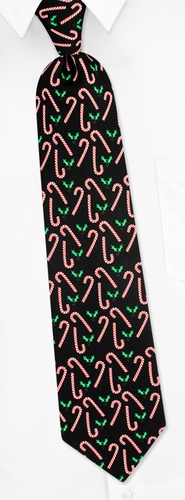 Candy Canes Tie by The American Necktie Co - Black Microfiber