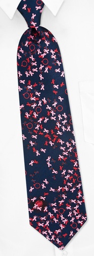 Breast Cancer Tie by I Awareables -  Navy blue Silk