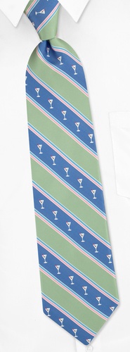 Martini Glasses Stripe Tie by Alynn Novelty - Green Silk Martini Glasses Stripe Tie by Alynn Novelty - Green Silk