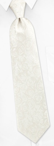 Woven Roses Tie by The American Necktie Co -  Ivory Microfiber