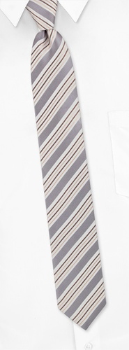 Four Stripe Skinny Tie by Silk Rhino Neckwear -  Gray Polyester