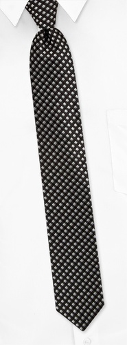 Checkerboard Skinny Tie by Silk Rhino Neckwear -  Black Polyester