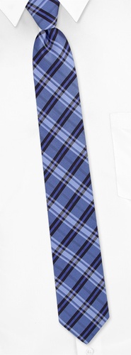 Plaid Skinny Tie by Silk Rhino Neckwear -  Blue Polyester