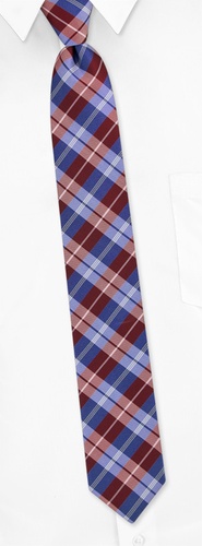 1950's Square Plaid Skinny Tie - Red Polyester