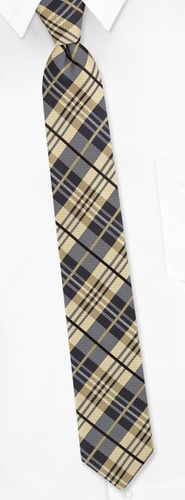 1950's Mens Ties, Bold Plaid Skinny Tie - Yellow Polyester